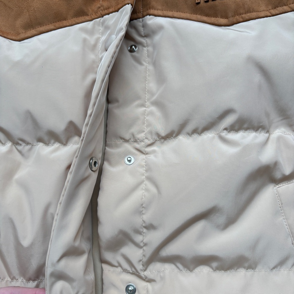 Miu Miu Suede-Trimmed Down Jacket With Lapel - Picture 4 of 8